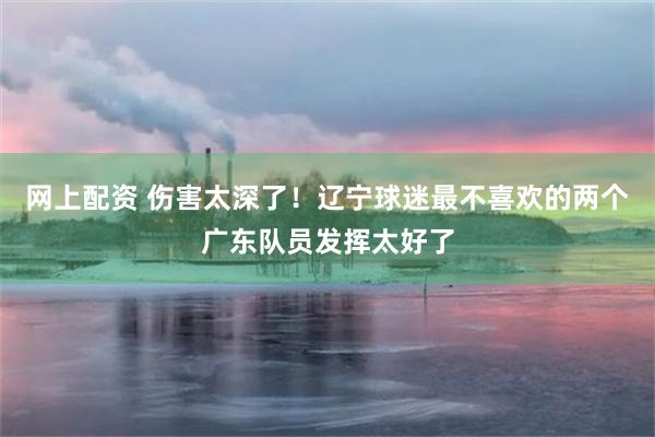网上配资 伤害太深了！辽宁球迷最不喜欢的两个广东队员发挥太好了
