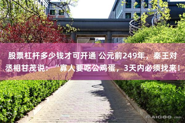股票杠杆多少钱才可开通 公元前249年，秦王对丞相甘茂说：“寡人要吃公鸡蛋，3天内必须找来！
