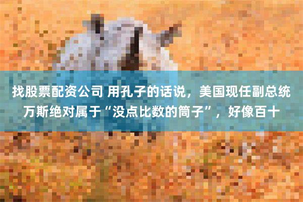 找股票配资公司 用孔子的话说，美国现任副总统万斯绝对属于“没点比数的筒子”，好像百十