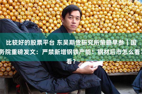 比较好的股票平台 东吴期货研究所策略早参｜国务院重磅发文：严禁新增钢铁产能！钢材后市怎么看？