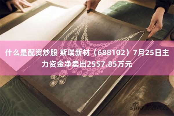 什么是配资炒股 斯瑞新材（688102）7月25日主力资金净卖出2557.85万元