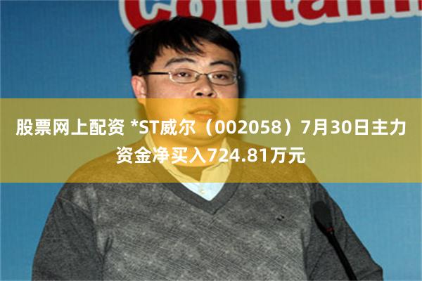 股票网上配资 *ST威尔（002058）7月30日主力资金净买入724.81万元