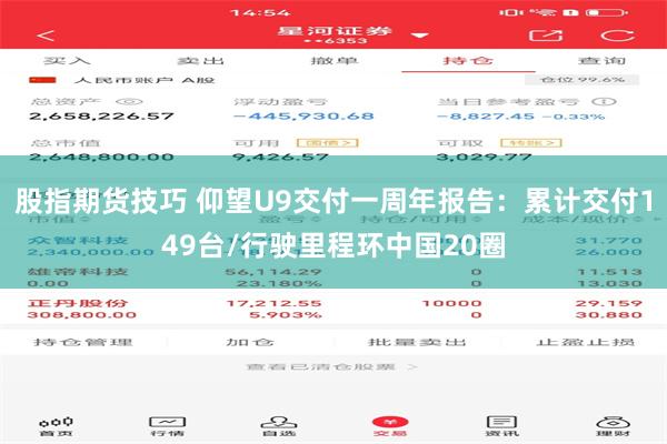 股指期货技巧 仰望U9交付一周年报告：累计交付149台/行驶里程环中国20圈