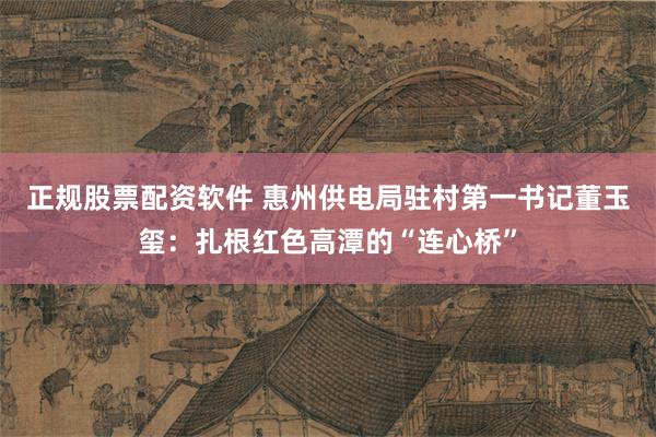 正规股票配资软件 惠州供电局驻村第一书记董玉玺：扎根红色高潭的“连心桥”