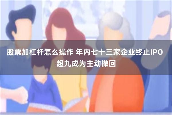 股票加杠杆怎么操作 年内七十三家企业终止IPO 超九成为主动撤回